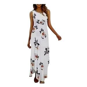 Hount Casual Sleeveless Loose Maxi Pockets Summer Tropical Beach Women’s M Dress
